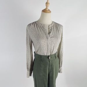 BANANA REPUBLIC Mini Leopard Print Button Down VIscose Blouse Womens XS